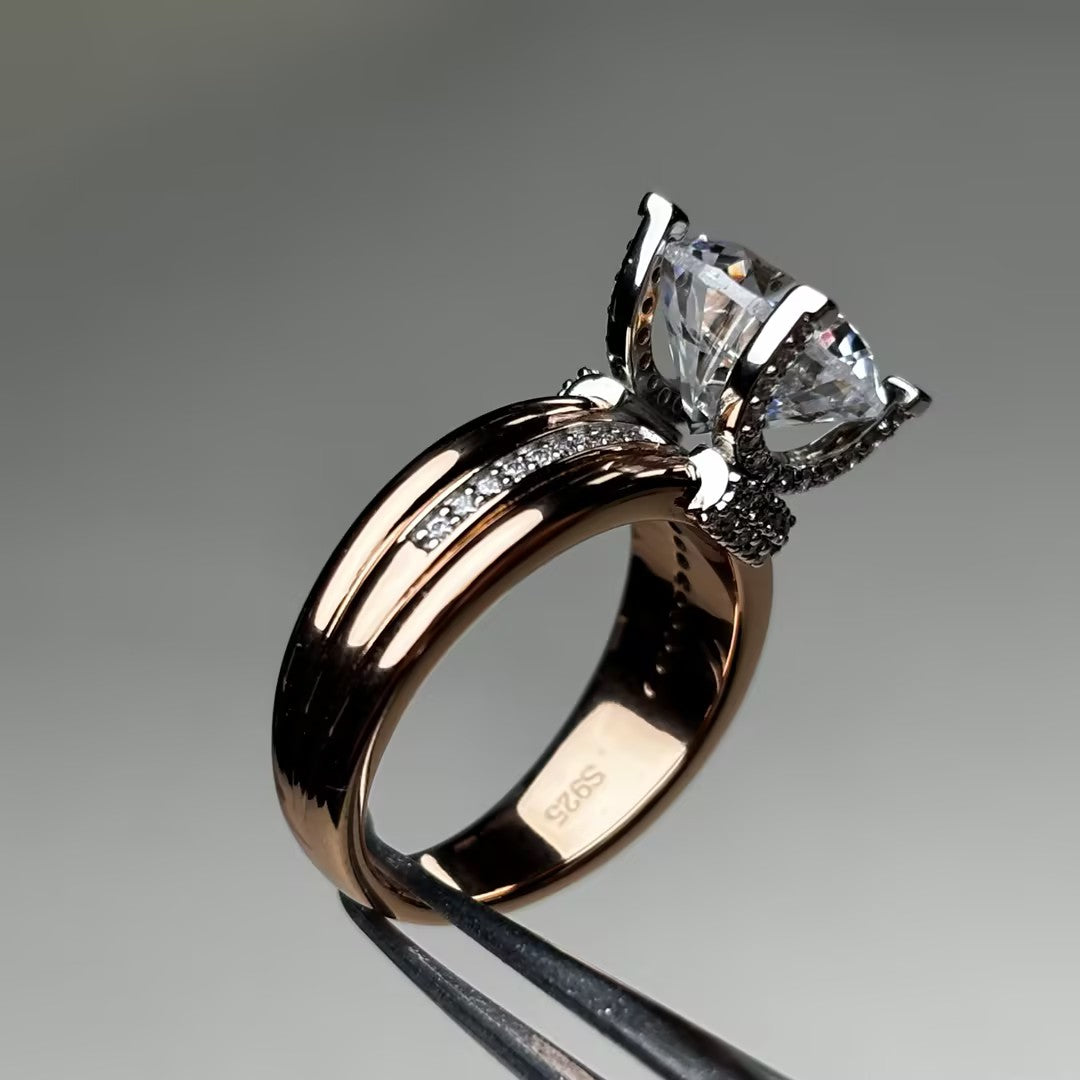 Noble 9 ctw Round Cut White Gemstone Engagement Ring -JOSHINY