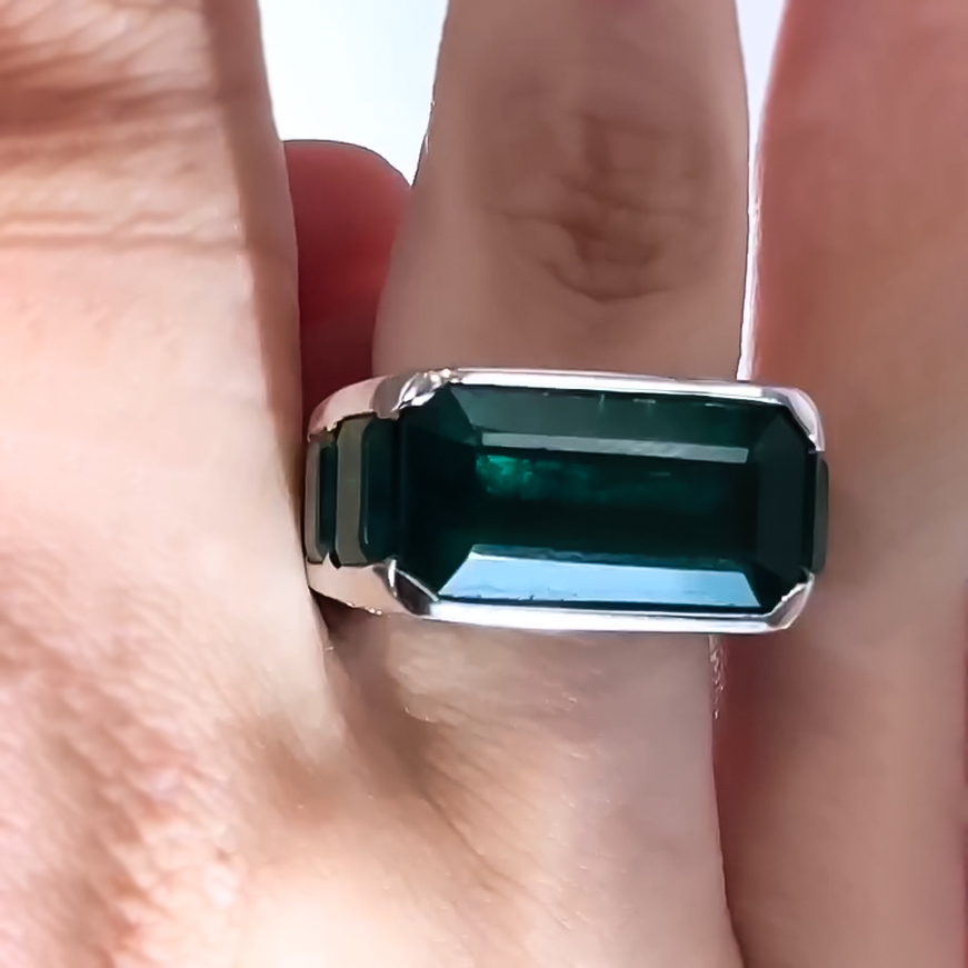 Fashion 20 ctw Emerald Cut Emerald Full Set Ring for Men and Women -JOSHINY