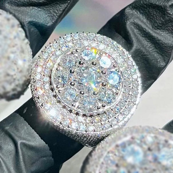 4ct Round Halo Men's Glitter Gemstone Ring -JOSHINY