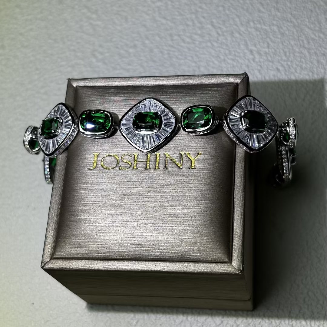 20Ctw cushion-shaped rectangular gemstone bracelet-JOSHINY