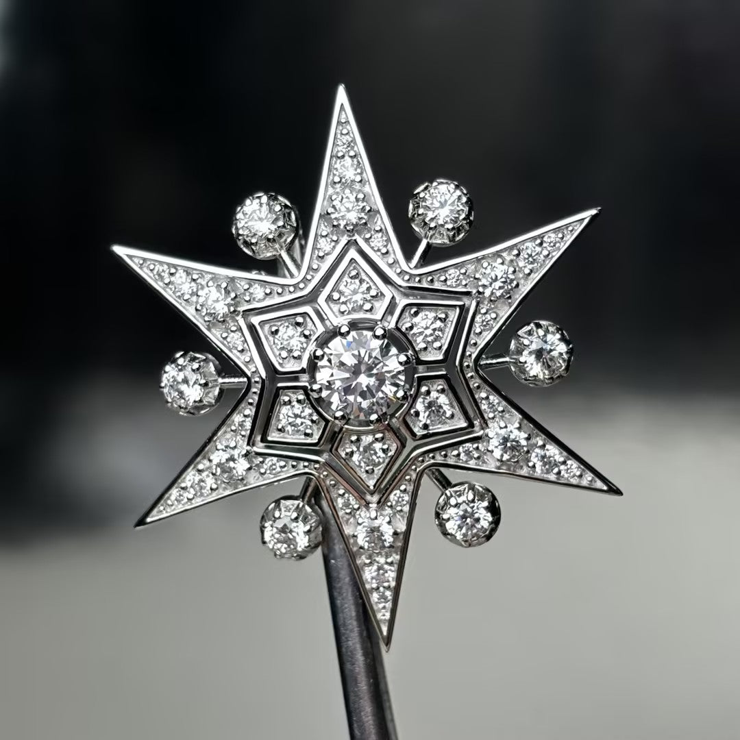 5.35Ctw Hexagonal Star Gemstone Vintage Brooch-JOSHINY