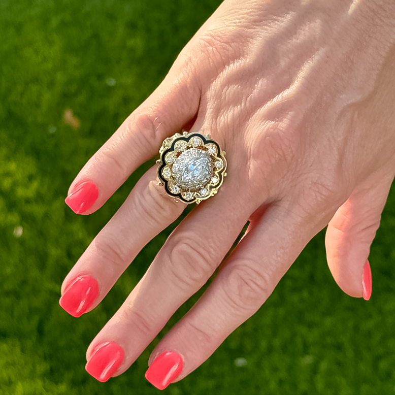 Vintage 1.5 ctw Marquise Cut White Gemstone Cocktail Ring -JOSHINY