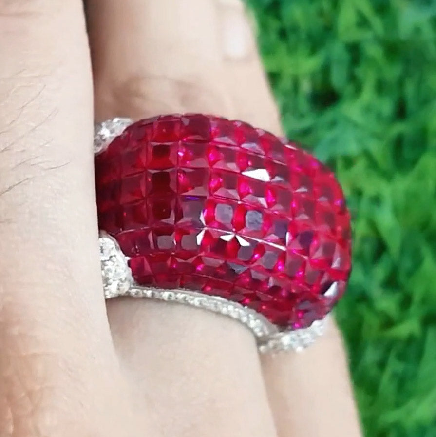 6.0ctw Mystic Seduction Princess Cut Ruby Ring -JOSHINY