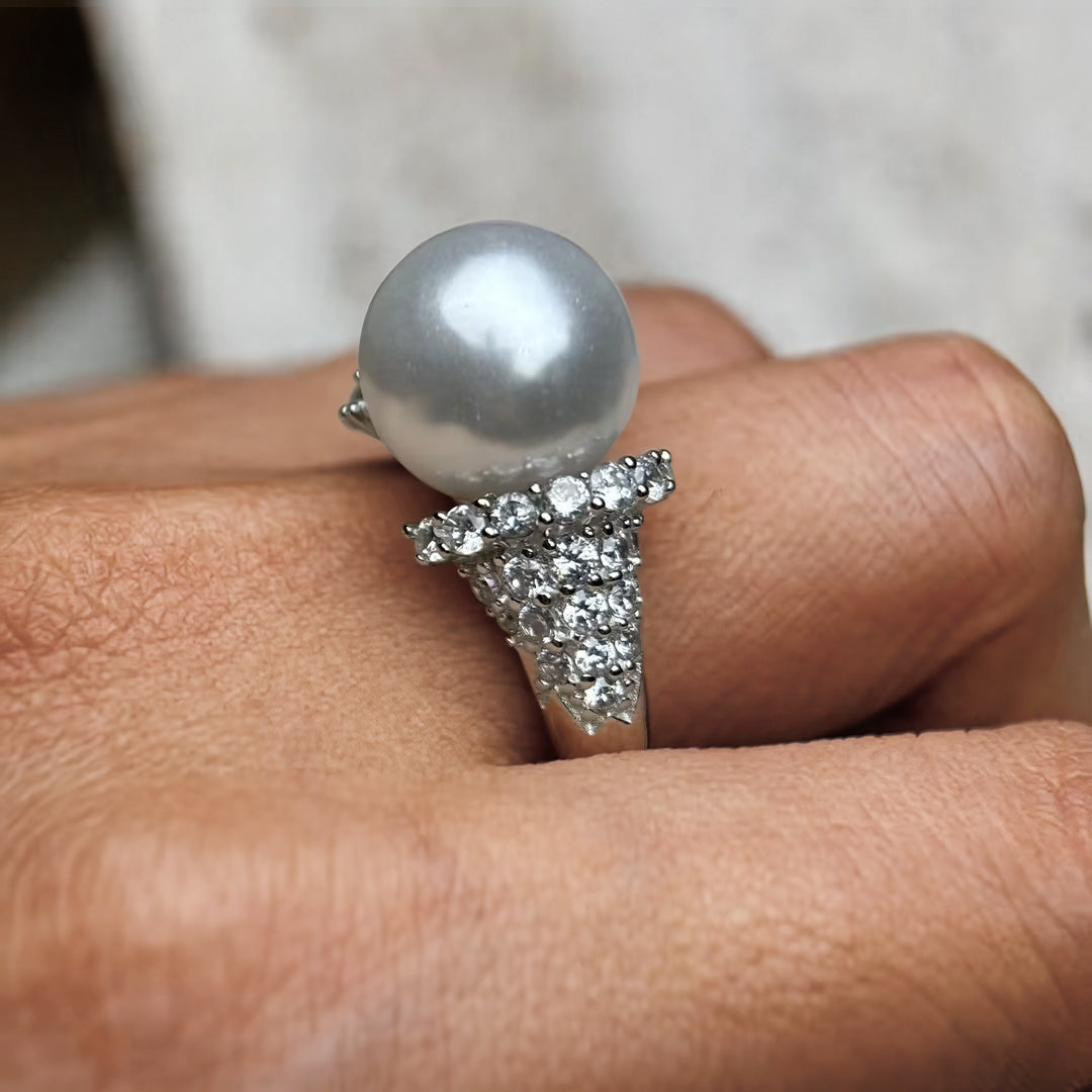 2.0ctw Elegant Women's Pearl Gemstone Ring-JOSHINY