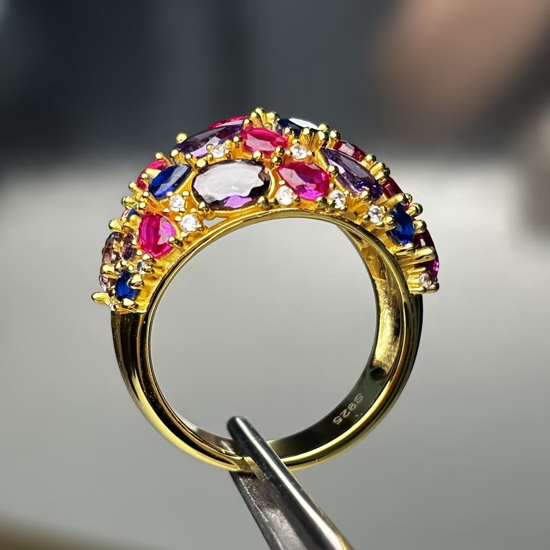 4.0Ctw Violet Kaleidoscope Gemstone Ring-JOSHINY