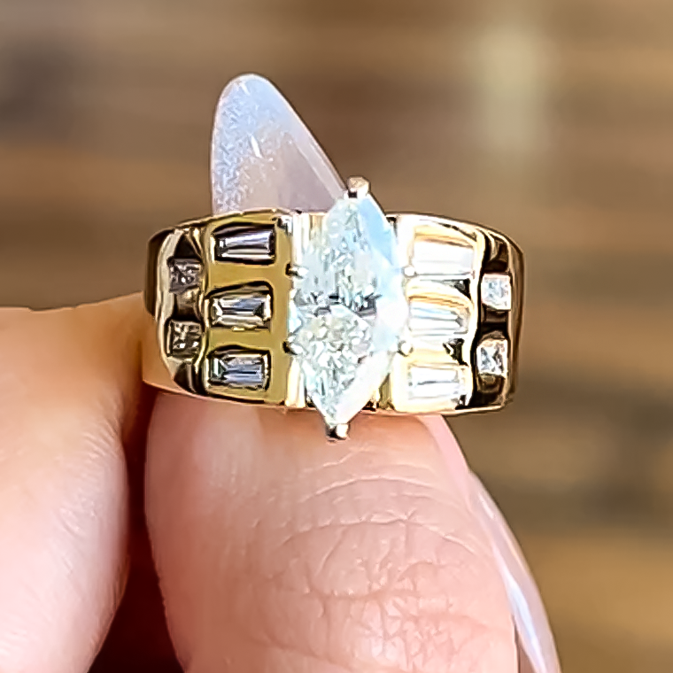 Stylish 2 ctw Marquise Cut White Gemstone Engagement Ring -JOSHINY