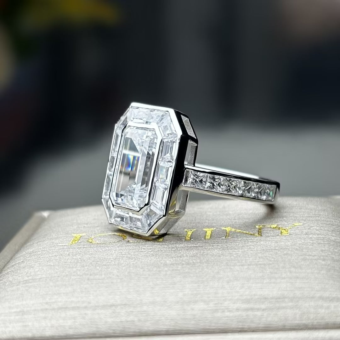 4.2ct Ultimate Emerald Cut Diamond Engagement Ring -JOSHINY