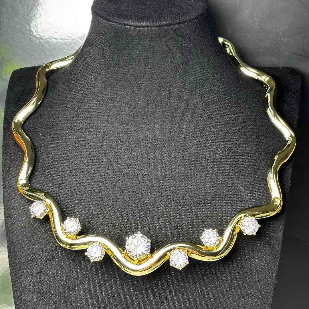 5 Ctw Round Cut White Cubic Zirconia 925 Sterling Silver Necklace-JOSHINY