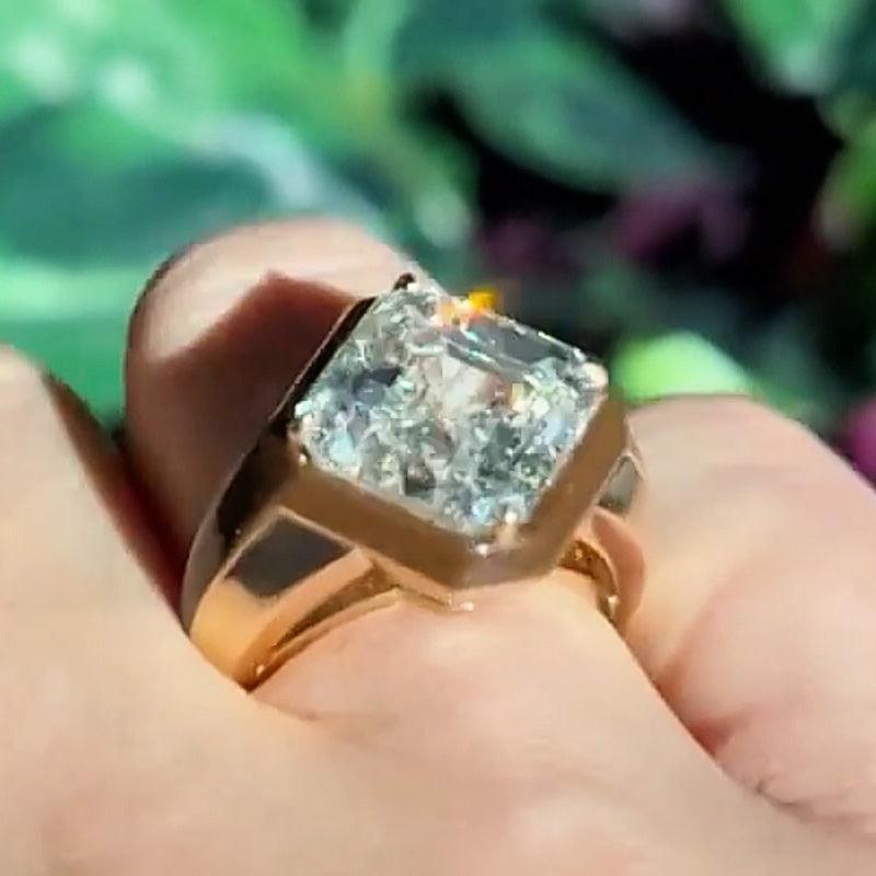 5.8cta Asscher Cut Rose Gold Two Tone Engagement Ring -JOSHINY