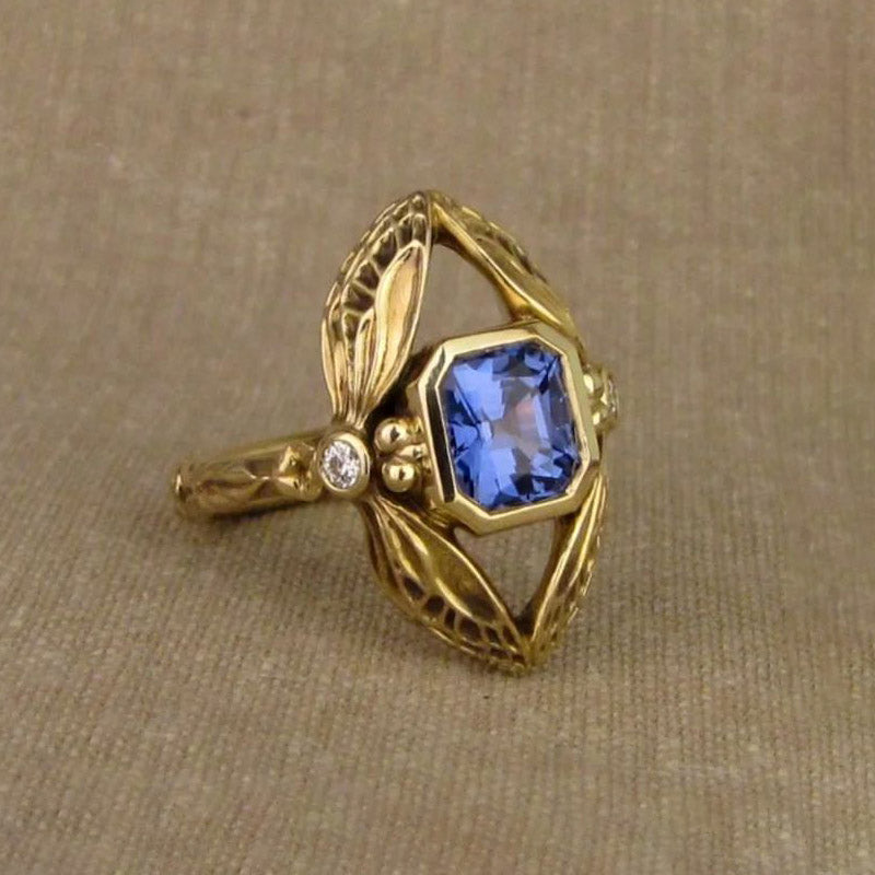 3.0ct Dragonfly Blue Gemstone Ring -JOSHINY