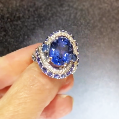 Gorgeous 11 ctw Oval Cut Sapphire Cocktail Ring -JOSHINY