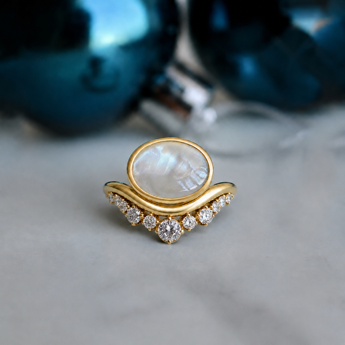 3CTW Cabochon Cut White Cubic Zirconia Classy 925 Sterling Silver Ring-Joshiny