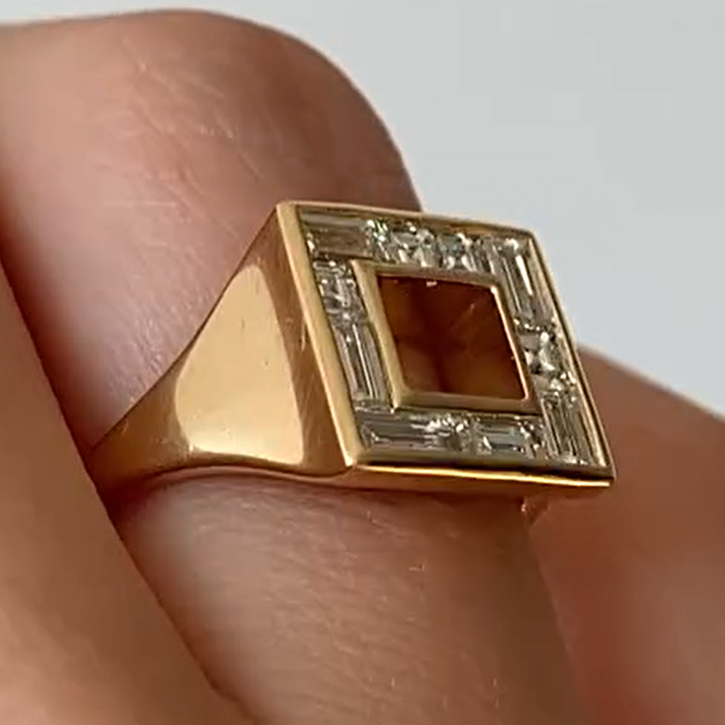 Exquisite 0.4 ctw Baguette & Square Cut White Gemstone Ring -JOSHINY