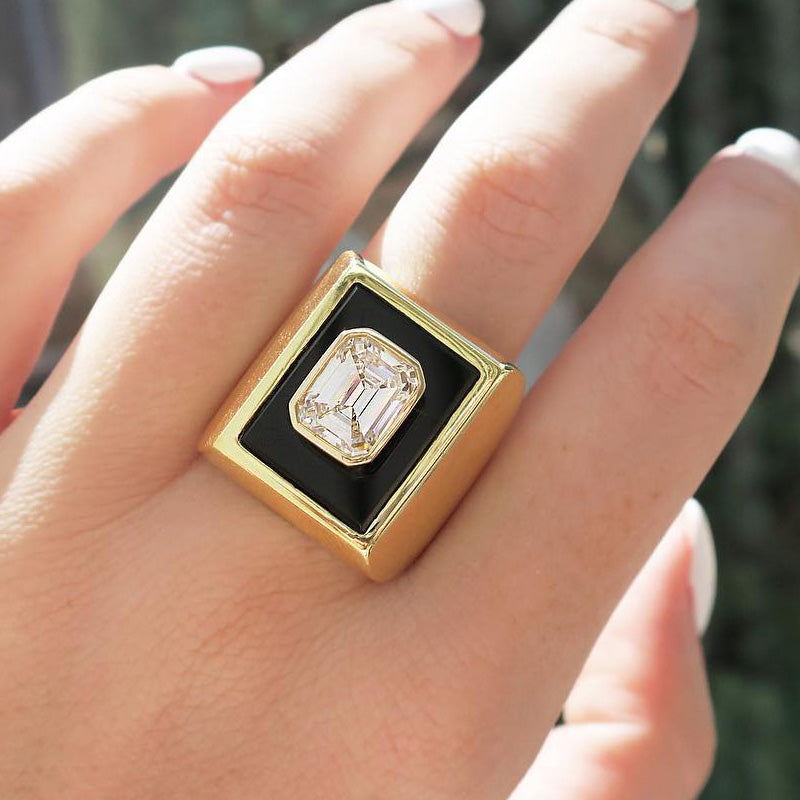 3.23ct Emerald Cut Vintage Ring -JOSHINY