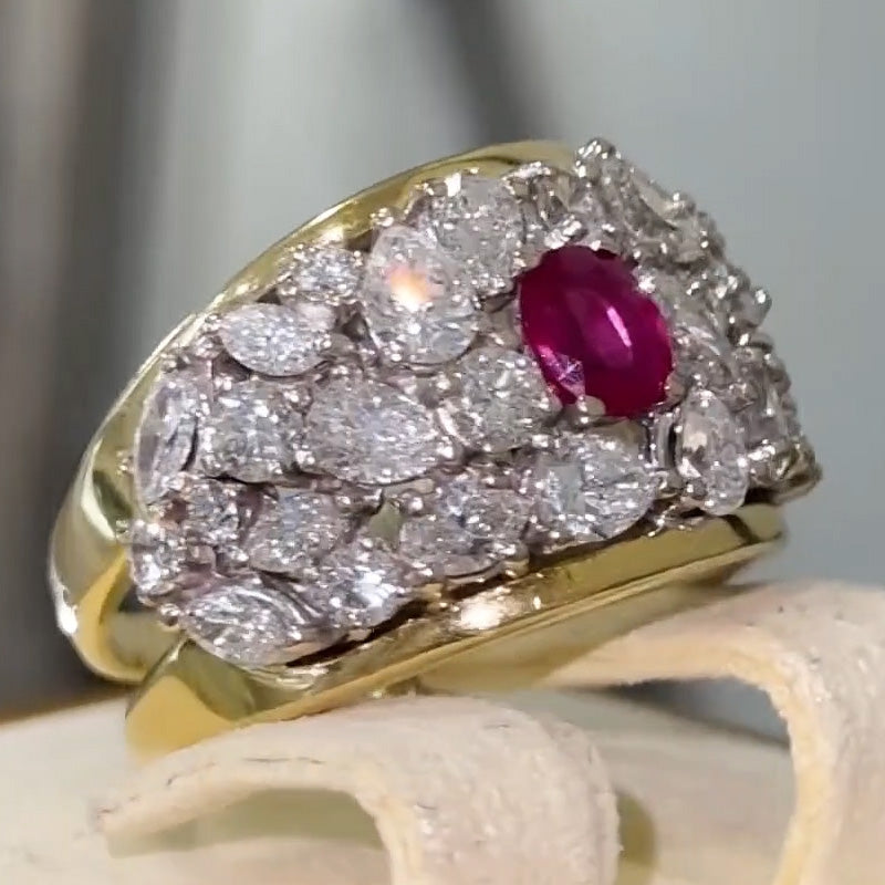 3.7ctw Oval Cut Ruby Engagement Ring-JOSHINY