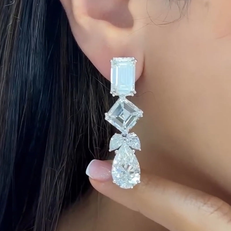12ct Multi-Shape Gemstone Drop Earrings -JOSHINY