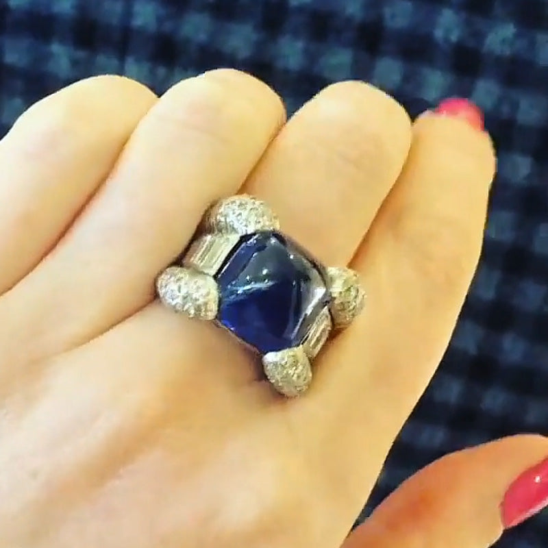 7ctw Delicate Sapphire Cabochon Cut Ring-JOSHINY