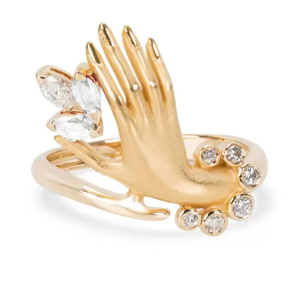 1.0ctw Marquise Cut Hand of Love Gemstone Yellow Gold Ring -JOSHINY