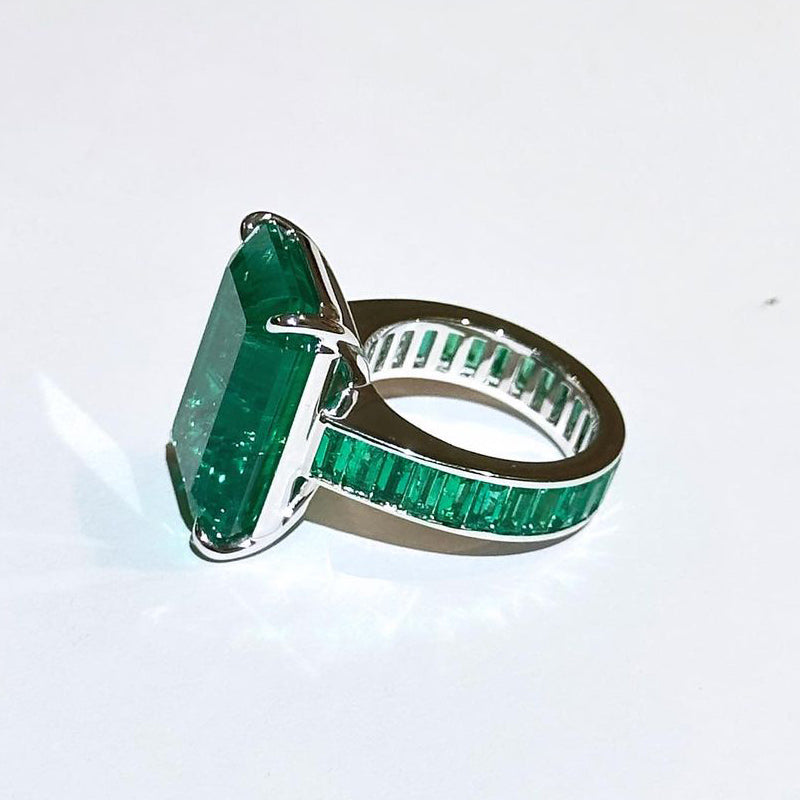 18.15ct Lab Emerald Gemstone Ring -JOSHINY