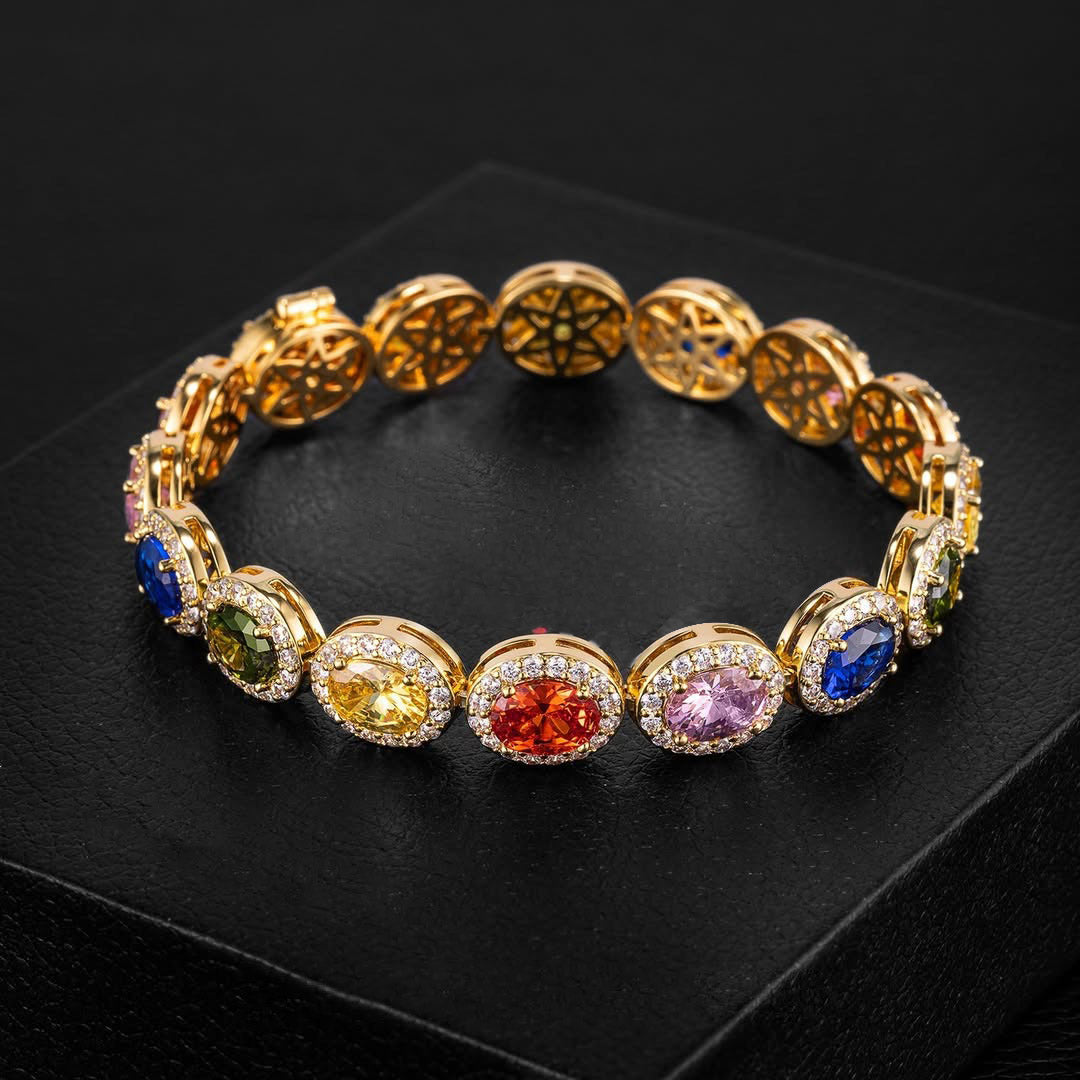 15.83ctw Oval Cut Colorful Gemstone Bracelet-JOSHINY