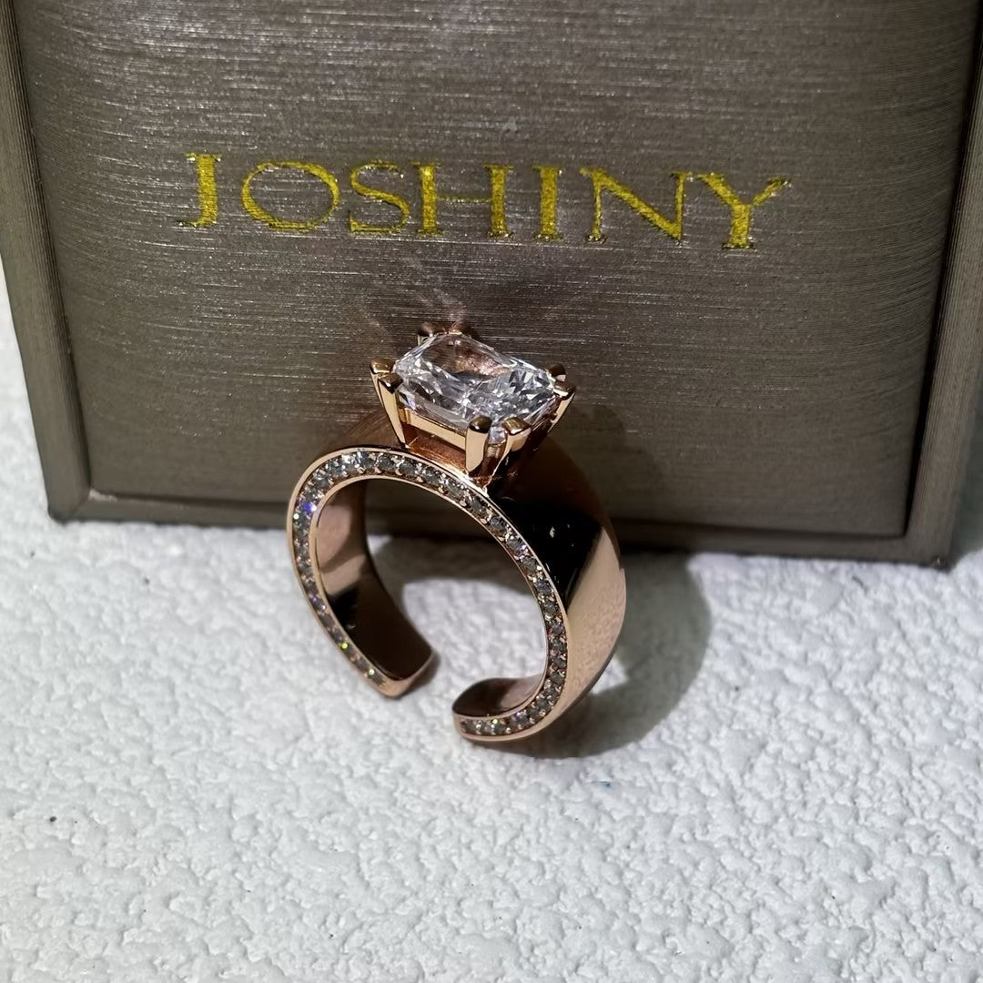 3.5 Ct Radiant Cut Open Top Gemstone Engagement Ring-JOSHINY