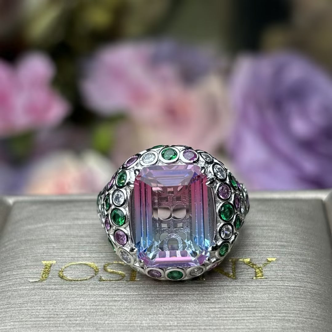 7ctw Watermelon Tourmaline Multicolor Gemstone Ring-JOSHINY