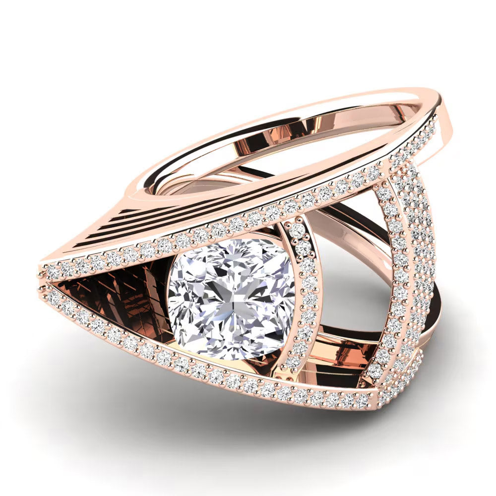 5.5ctw Cushion Cut Fine Eternity Engagement Ring-JOSHINY