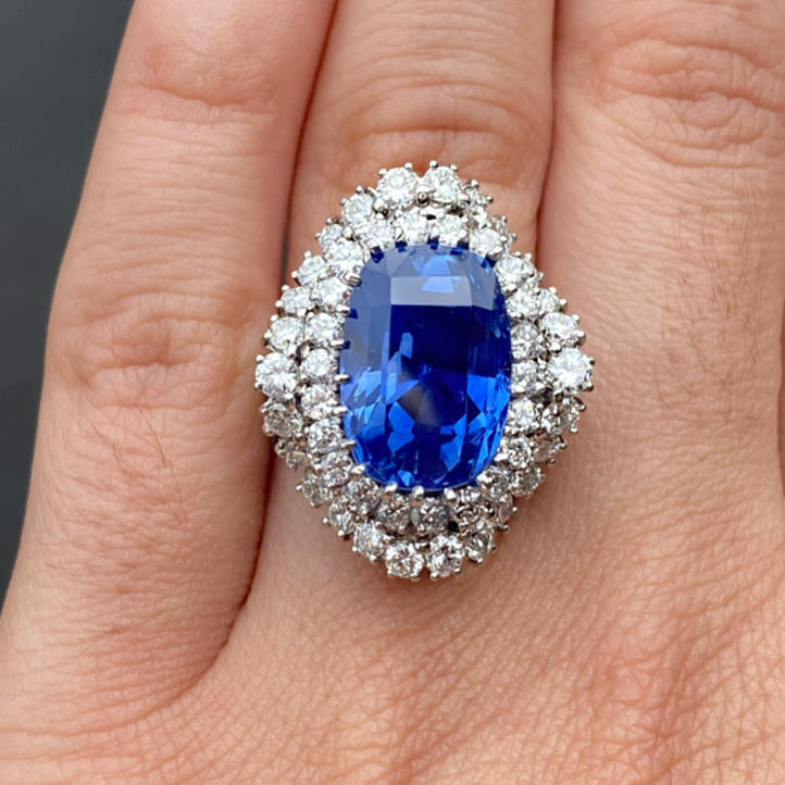 Gorgeous 8 ctw Cushion Cut Sapphire Cocktail Ring -JOSHINY