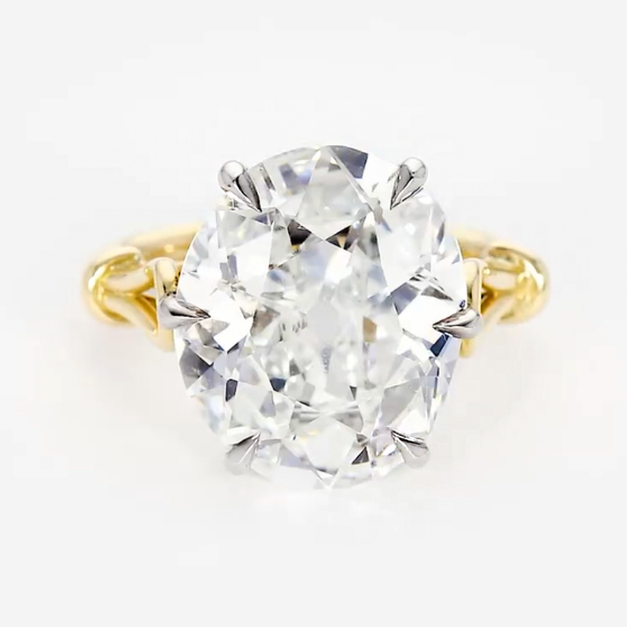 Simple 6 ctw Oval Cut White Gemstone Engagement Ring -JOSHINY