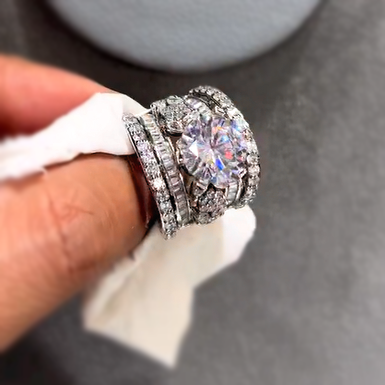 Gorgeous 7 ctw Round Cut White Gemstone Unique Engagement Ring -JOSHINY
