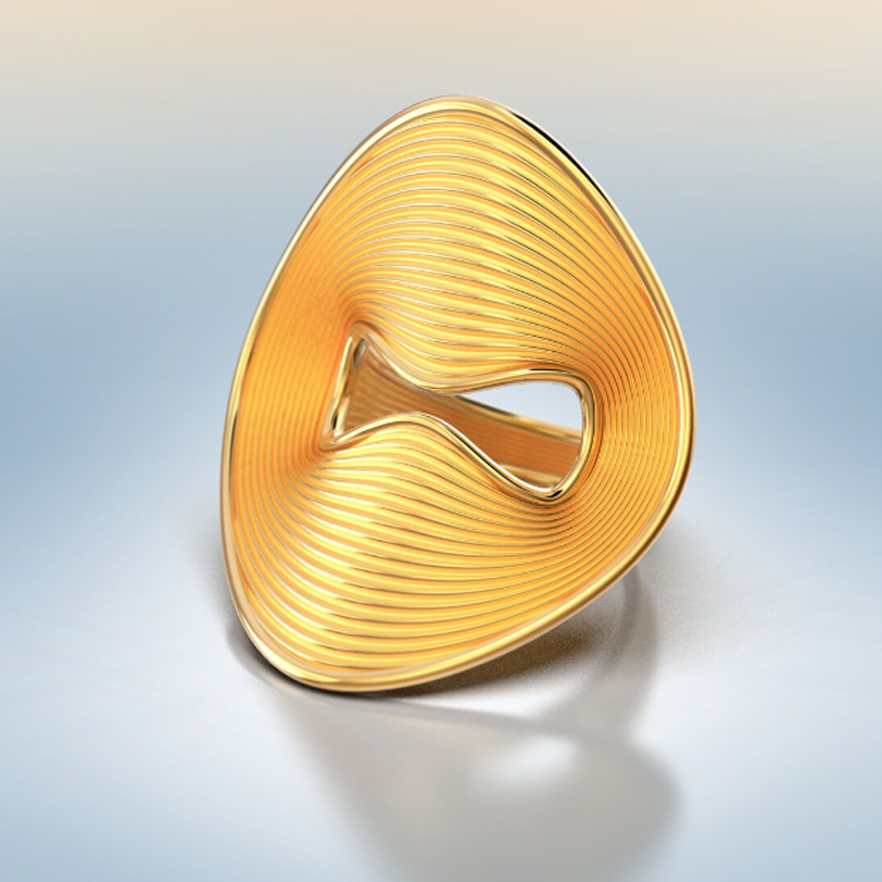 Unique Gold Pleated Texture Fashion Ring -JOSHINY