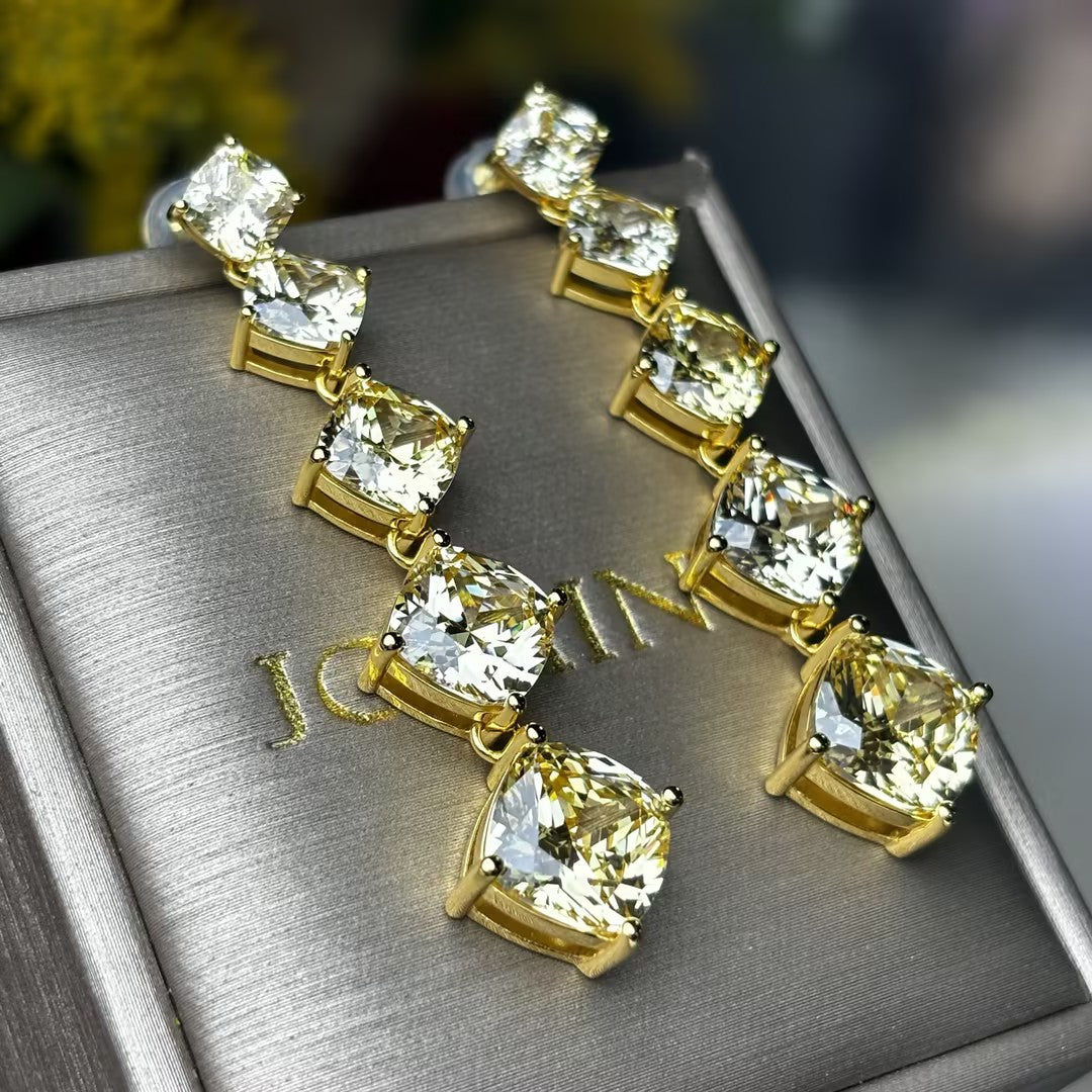 6Ctw Yellow Gemstone Teardrop Earrings-JOSHINY