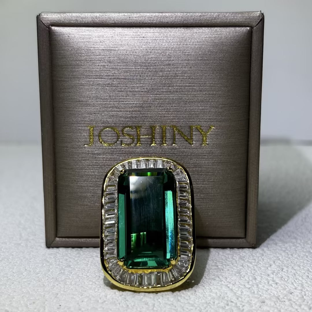 15.33Ctw Brilliant Emerald Baguette Luxury Ring-JOSHINY