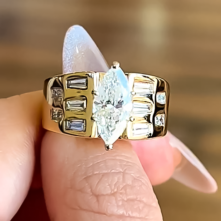 Stylish 2 ctw Marquise Cut White Gemstone Engagement Ring -JOSHINY