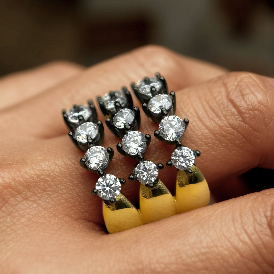 1.4 Ctw Women's Triple Row Stone Vintage Ring-JOSHINY