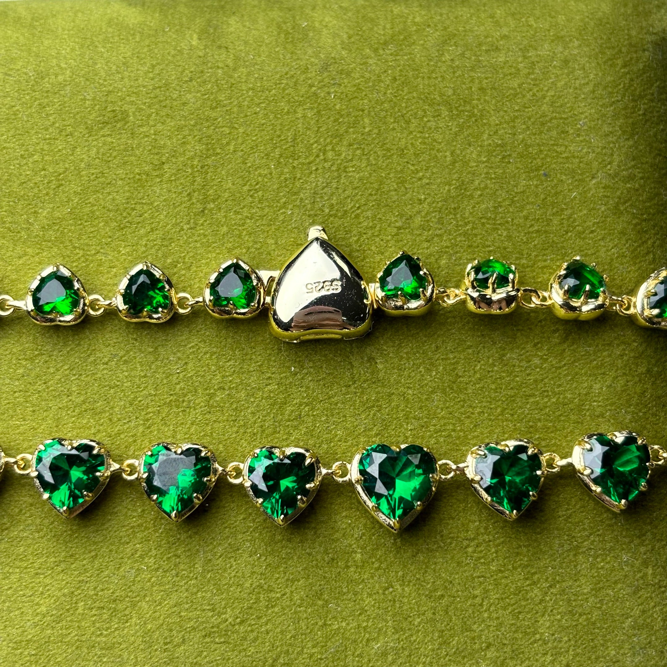 80Ctw Heart-shaped Emerald Chain Necklace-JOSHINY