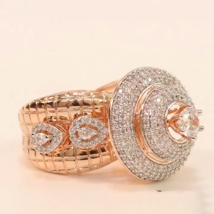 3.3ctw Rose Gold Cocktail Queen Gemstone Ring -JOSHINY