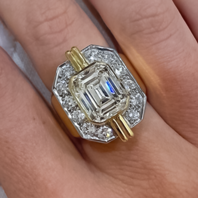 Stylish 4 ctw Emerald Cut White Gemstone Engagement Ring -JOSHINY