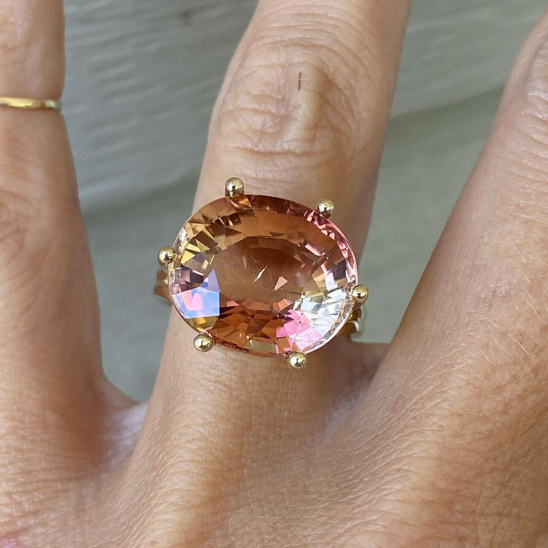 10ct Oval Peach color Tourmaline Ring -JOSHINY