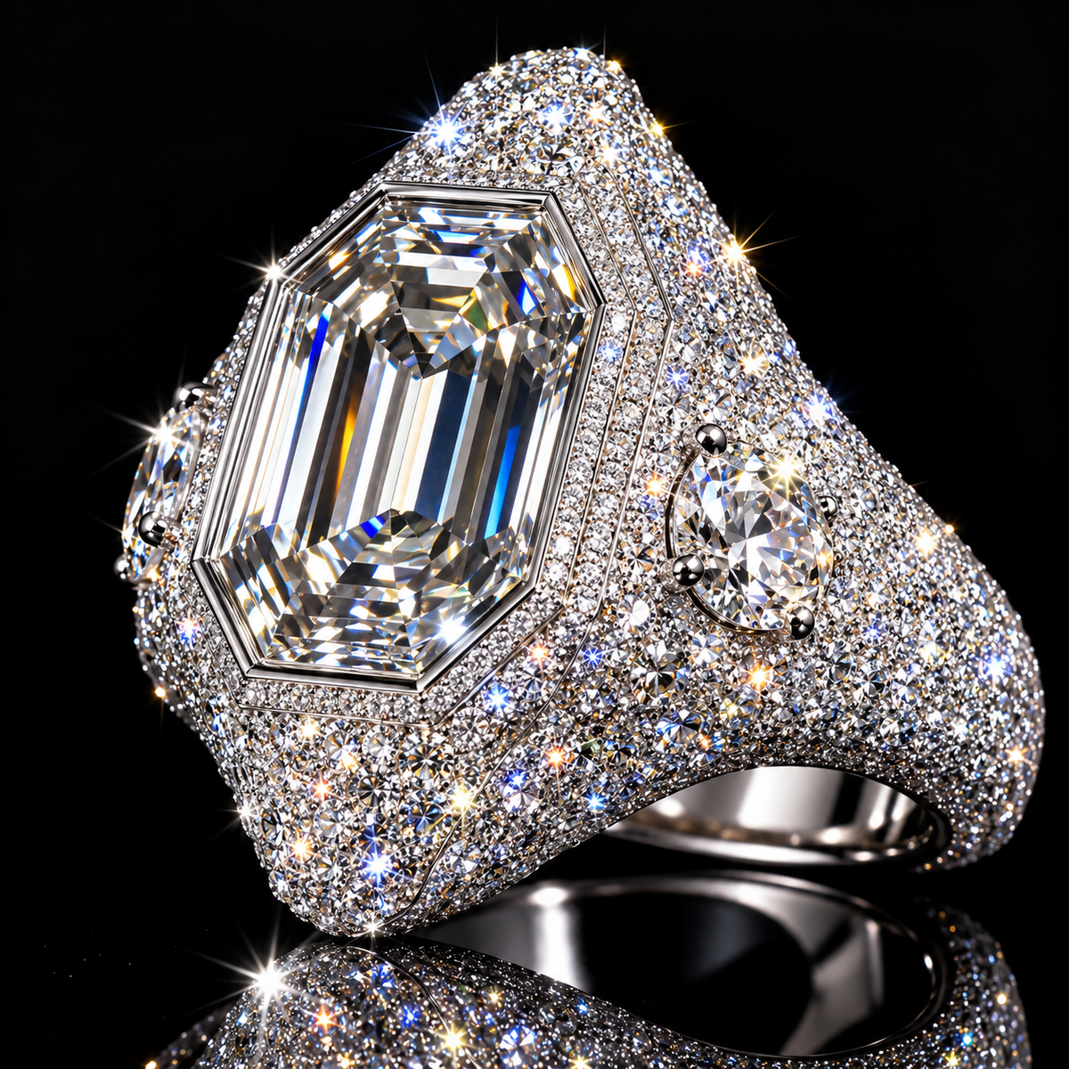 8CTW Octagon Cut White Moissanite Fashion 925 Silver Engagement Ring-joshiny