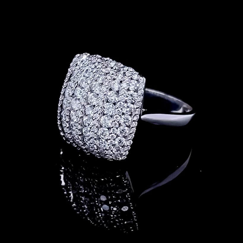 Exquisite 4 ctw Round Cut White Gemstone Pavé Ring -JOSHINY