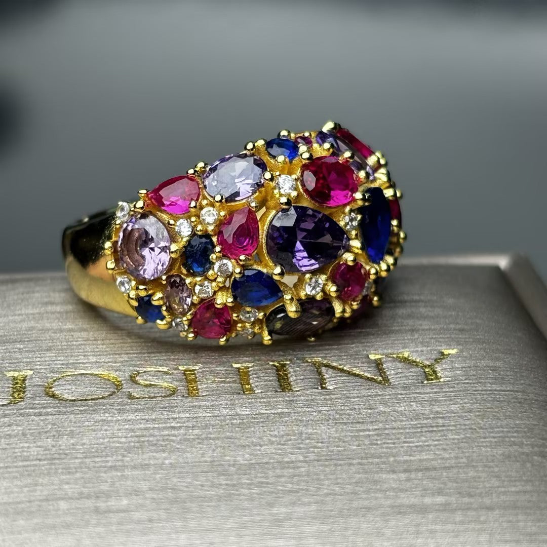 4.0Ctw Violet Kaleidoscope Gemstone Ring-JOSHINY