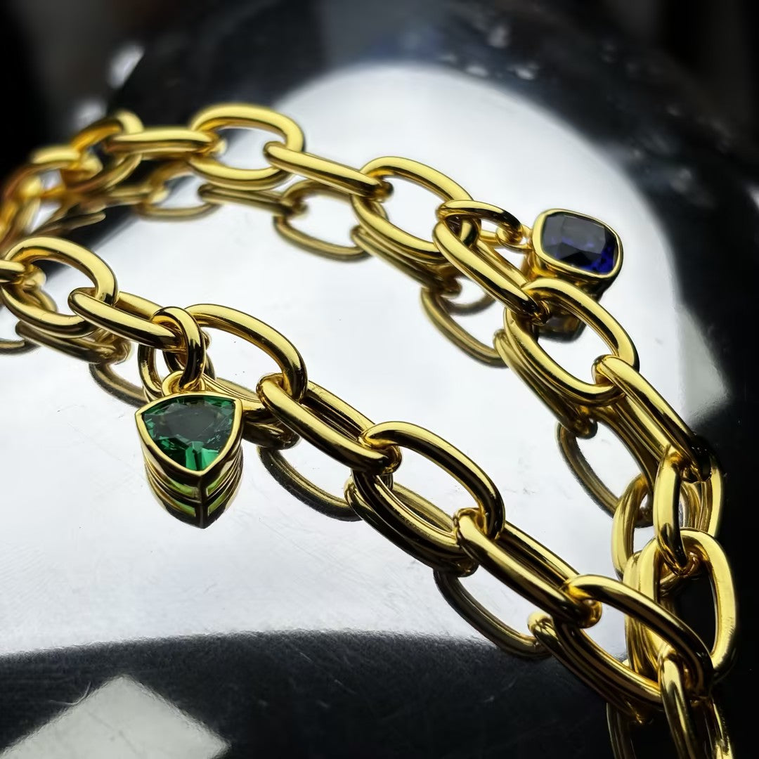 4Ctw Vintage Three Stone Necklace-JOSHINY