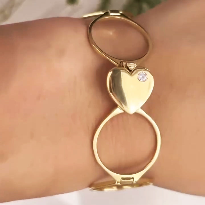 One Two Uses Heart Set Gemstone Ring Bracelet -JOSHINY