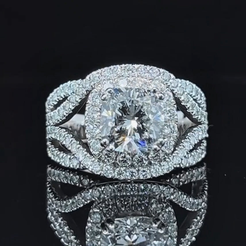 6.02ctw Cushion Cut Intertwined Stones Engagement Ring -JOSHINY