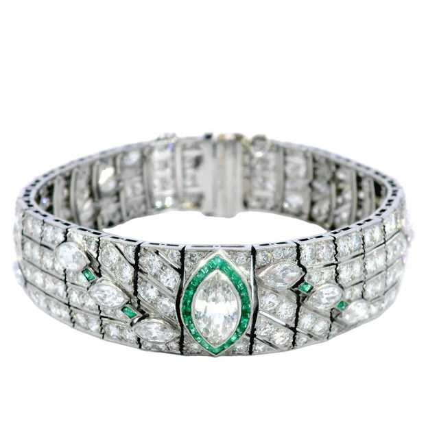 16.87ctw Marquise and Round Cut Art Deco Straight Line Bracelet-JOSHINY