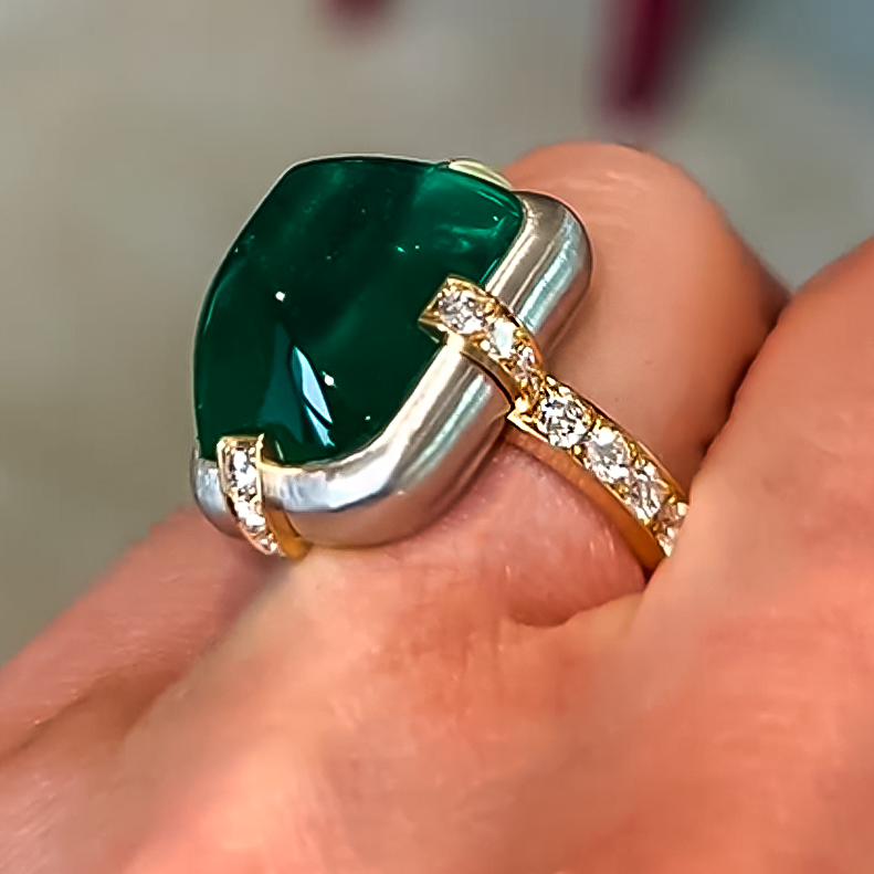 Fashion 12 ctw Emerald Sugar Loaf Cut Ring for Men and Women -JOSHINY