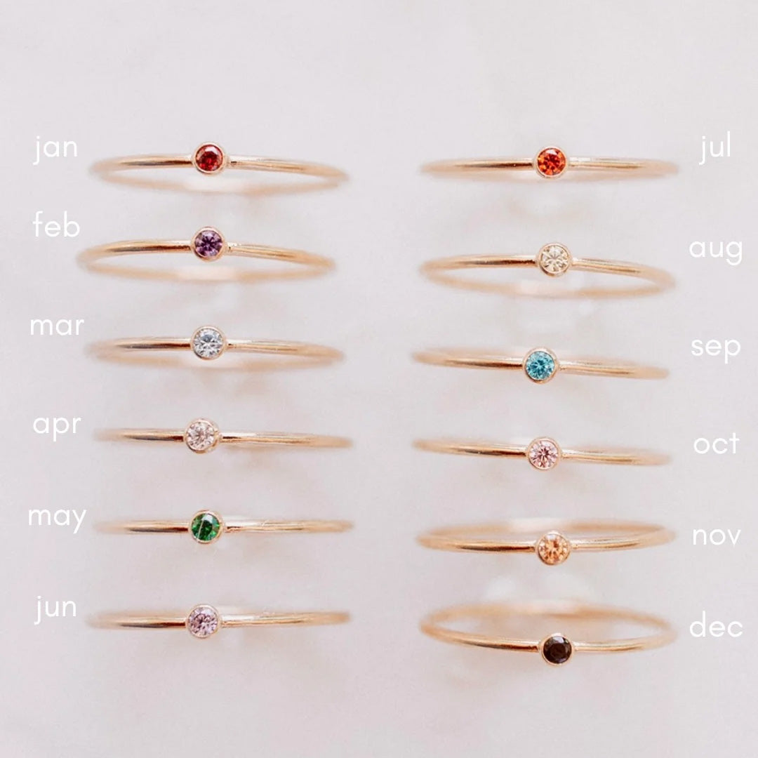 【Buy One Get One Free】1.0ct Round Cut Minimalist Birthstone Stacking Ring -JOSHINY