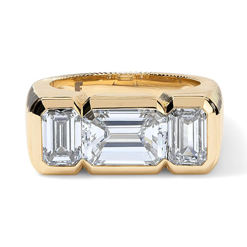 5ct Emerald Cut Trio Ring -JOSHINY