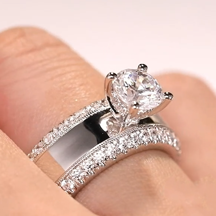 Classic 2 ctw Round Cut White Gemstone Engagement Ring -JOSHINY